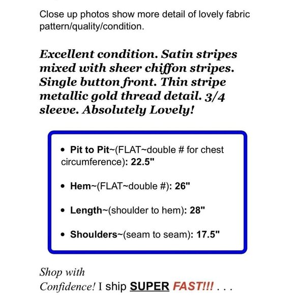 Peck & Peck Womens Sz L Satin Striped Sheer Jacket Lightweight Metallic Gold - Picture 2 of 6